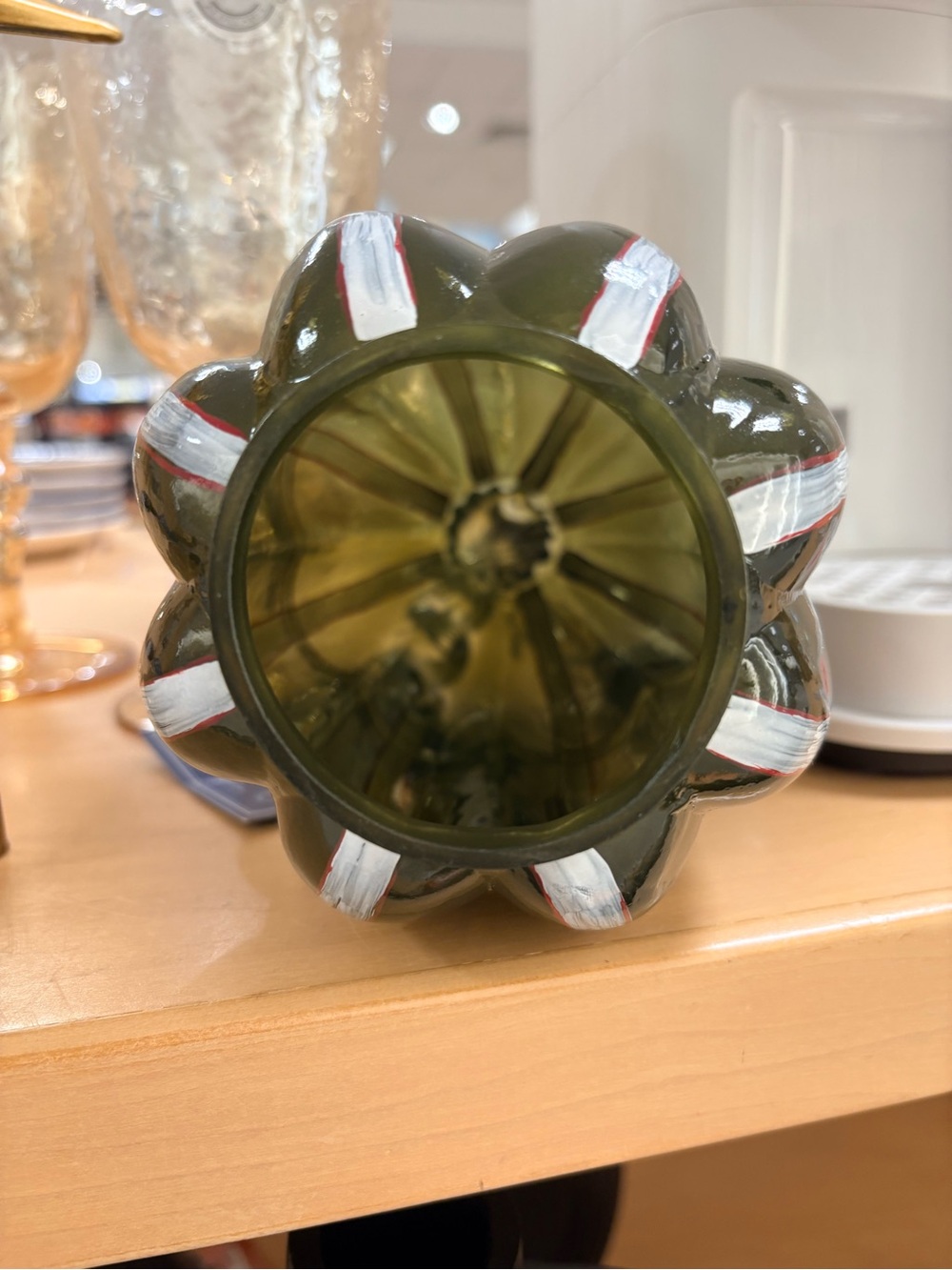 NWT Southern Living Dillards Green Mouth Blown Glass Pumpkin Artisan Decor 8.5" - Picture 10 of 10